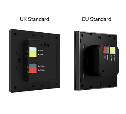 knx uk and eu wall switch back side